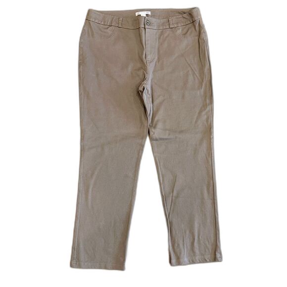 Chico's So Slimming Tan Ankle Jean Texture Stretchy Pants - Size 2 (US L/12) - Picture 2 of 8